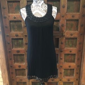 Black Beaded Mini Dress